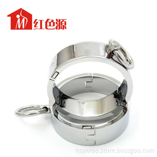 Female Restraint Stainless Steel Handcuffs With Lock Restraint Shackle Slave Bondage Gear Adult